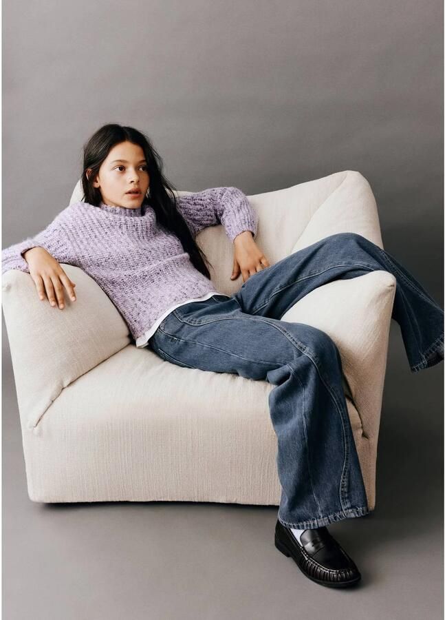 Mango Kids wide leg jeans changeant blauw Meisjes Denim Effen - Foto 2