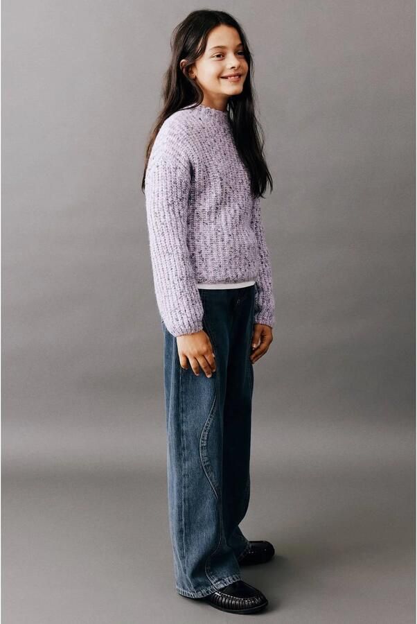 Mango Kids wide leg jeans changeant blauw Meisjes Denim Effen - Foto 3