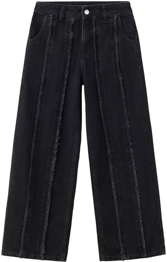 Mango Kids wide leg jeans changeant grijs Zwart Meisjes Denim Effen