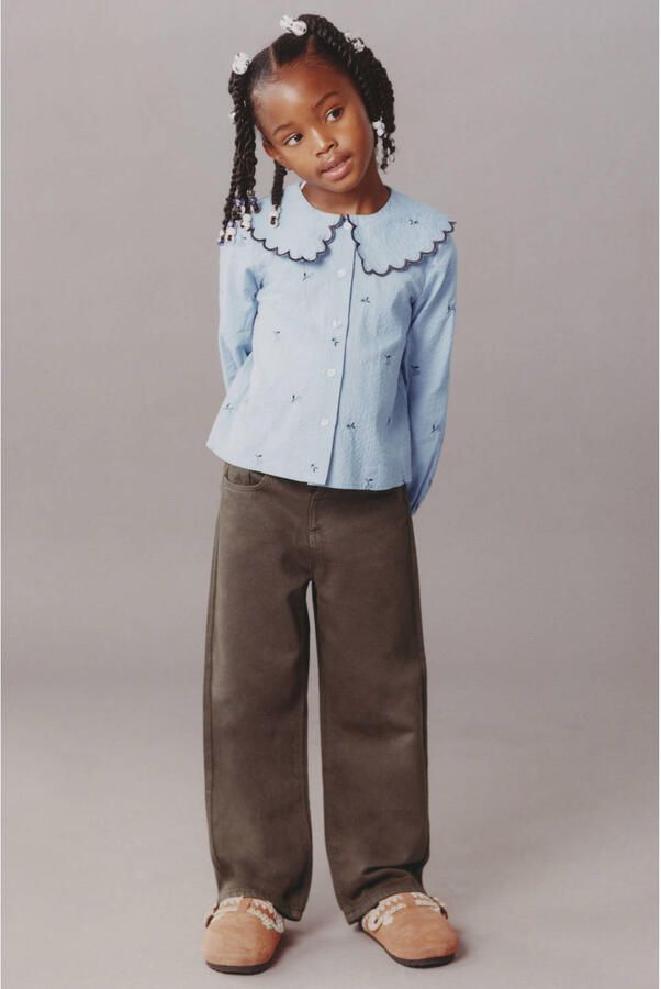 Mango Kids wide leg jeans donkerbruin