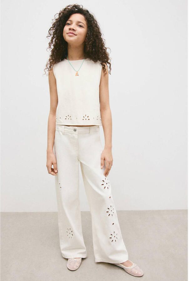 Mango Kids wide leg jeans ecru