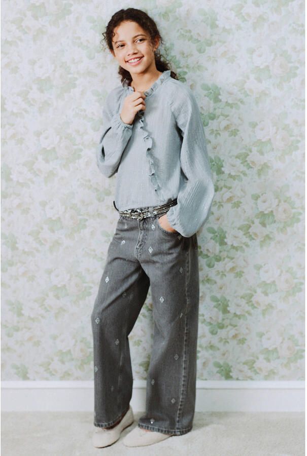 Mango Kids wide leg jeans grey denim