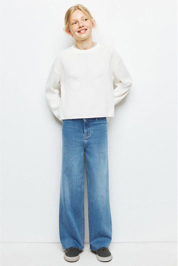 Mango Kids wide leg jeans lichtblauw