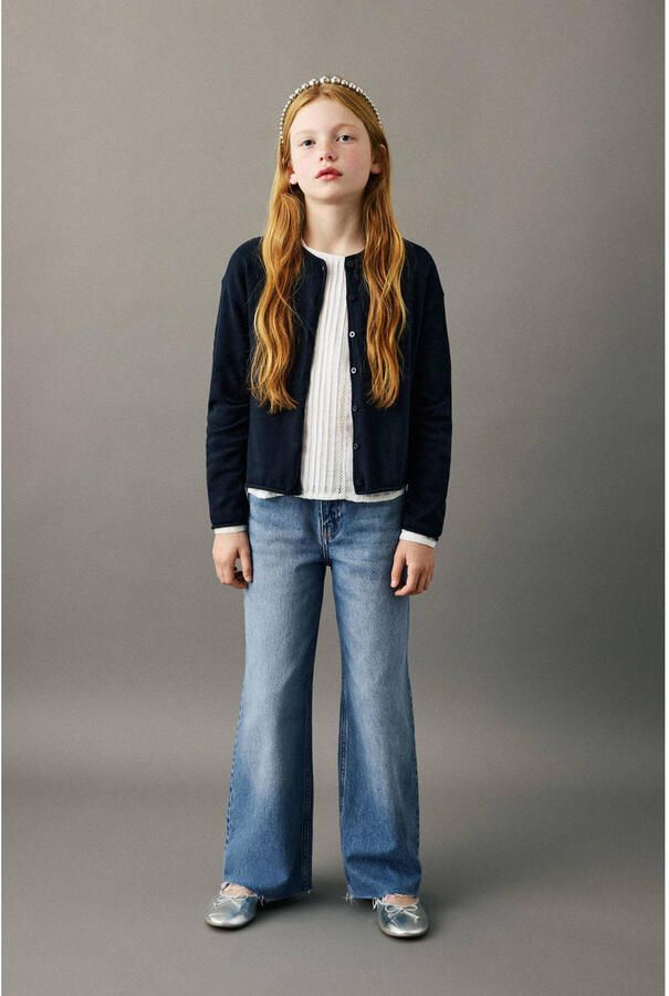 Mango Kids wide leg jeans light blue denim