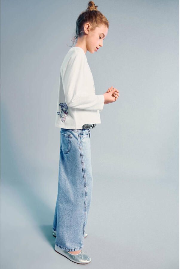 Mango Kids wide leg jeans medium blue denim - Foto 3