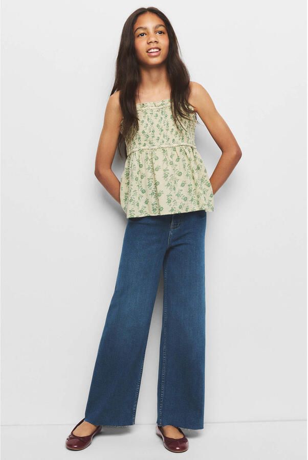 Mango Kids wide leg jeans mediumblauw