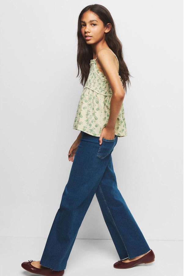 Mango Kids wide leg jeans mediumblauw - Foto 3