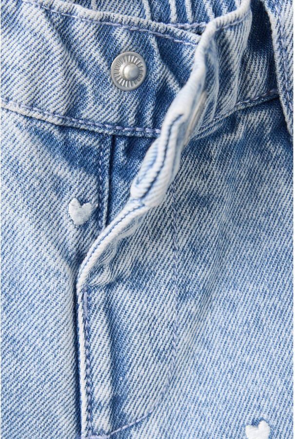 Mango Kids wide leg jeans met hartjes lichtblauw - Foto 2
