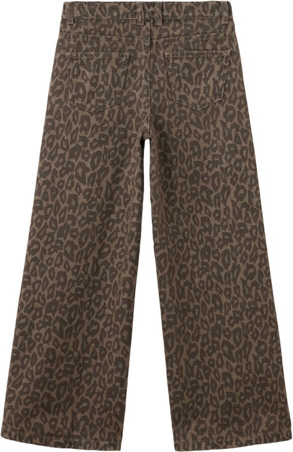Mango Kids wide leg jeans met panterprint bruin - Foto 3