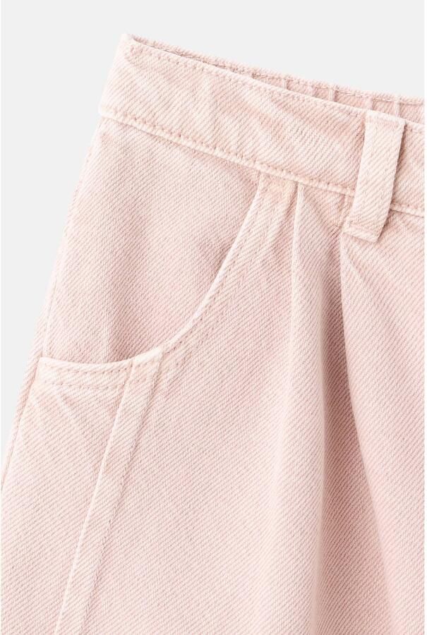Mango Kids wide leg jeans met plooien pastelroze Meisjes Denim Effen - Foto 2