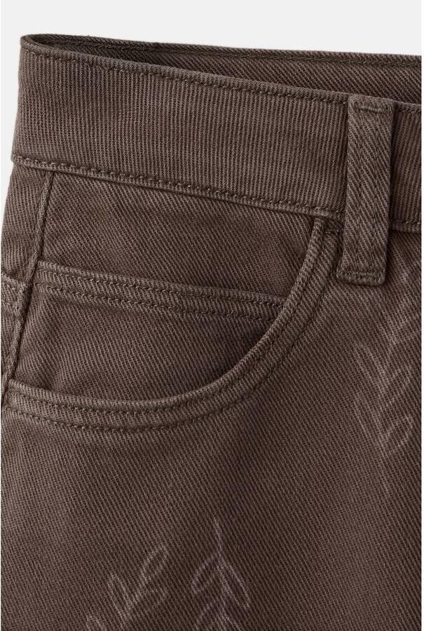 Mango Kids wide leg jeans met print bruin - Foto 3