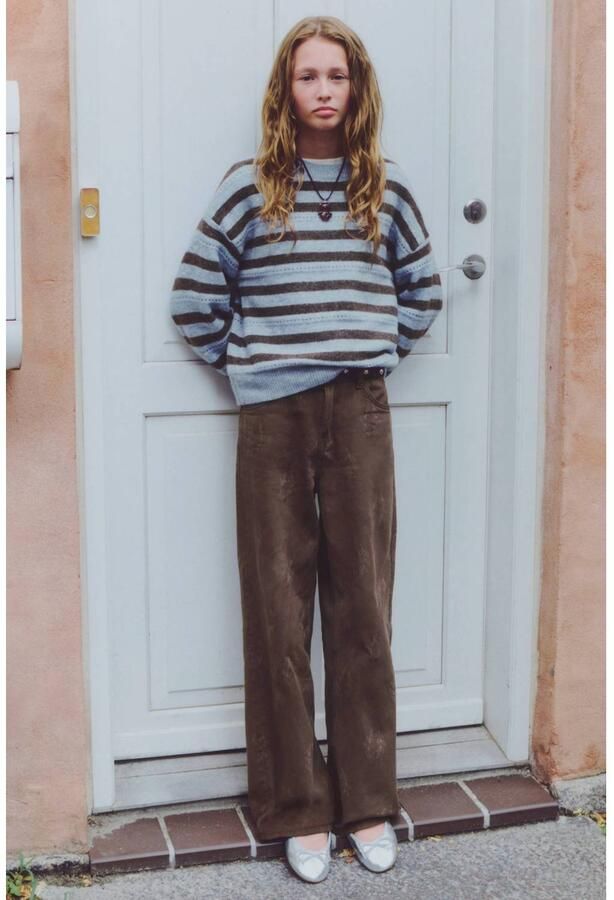 Mango Kids wide leg jeans met print bruin - Foto 2