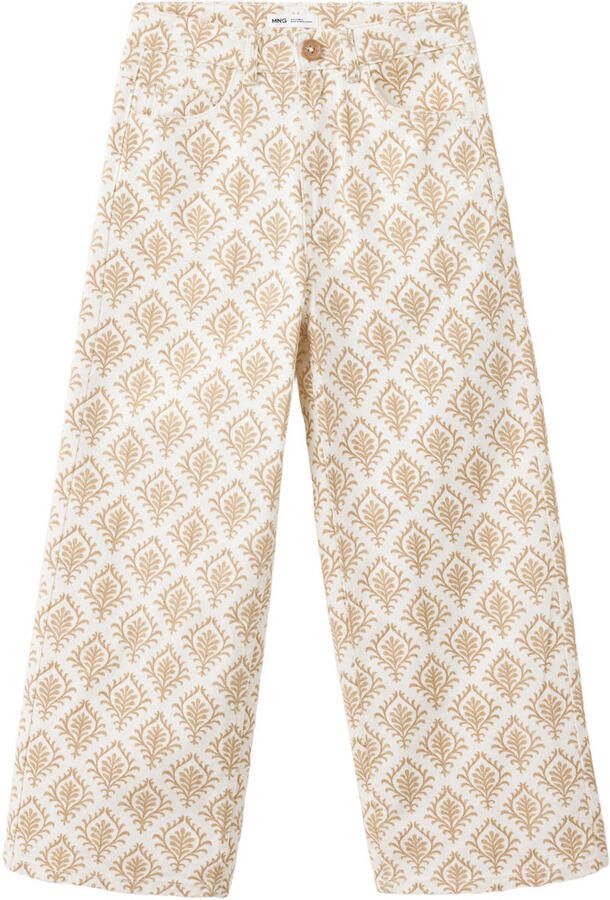 Mango Kids wide leg jeans met print oker