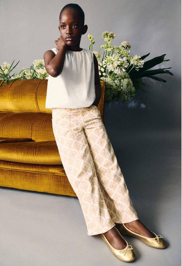Mango Kids wide leg jeans met print oker - Foto 2