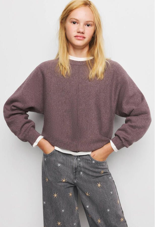 Mango Kids wide leg jeans met sterren grijs