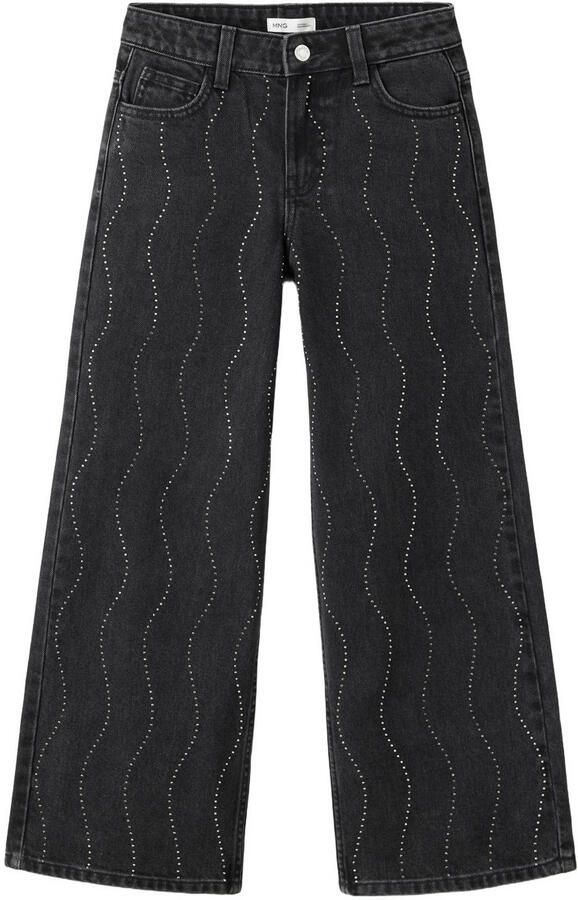 Mango Kids wide leg jeans met strass-steentjes grijs