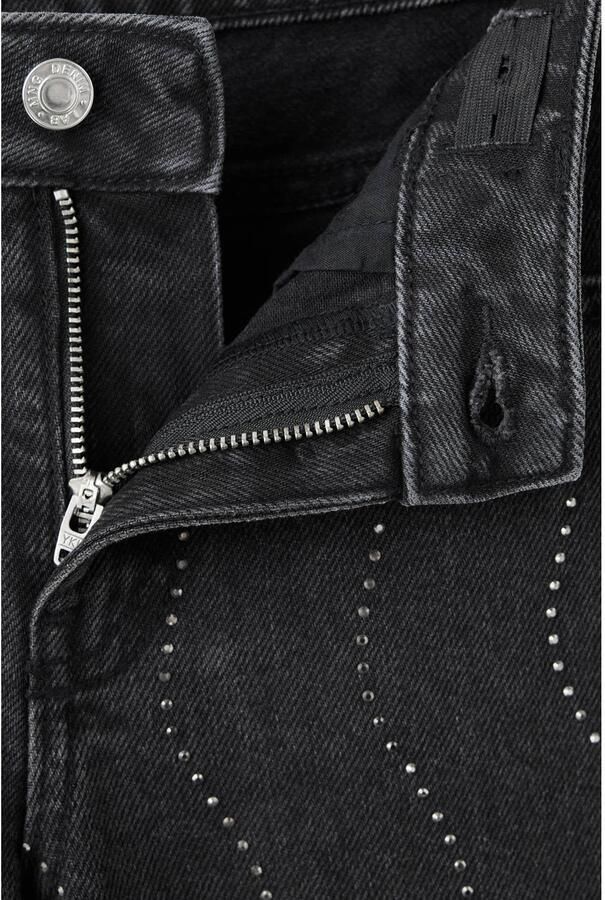 Mango Kids wide leg jeans met strass-steentjes grijs - Foto 3