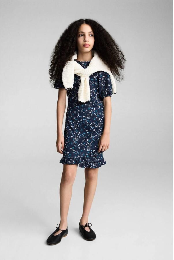 Mango Kids wikkel- overslagjurk donkerblauw - Foto 1
