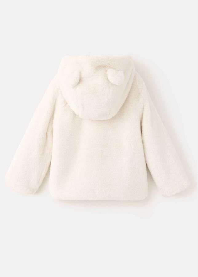 Mango Kids winter faux fur jas wit Meisjes Imitatiebont Capuchon Effen - Foto 2