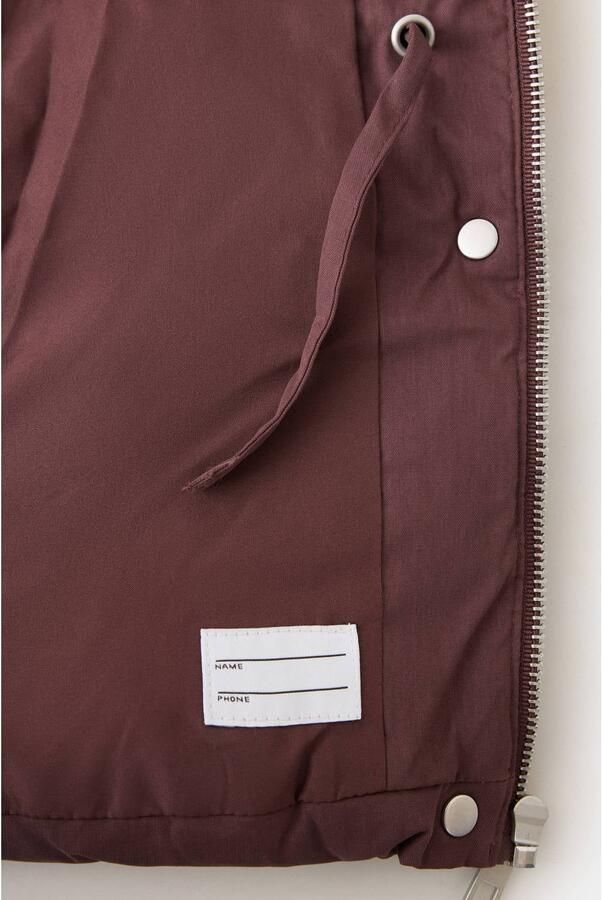 Mango Kids winteranorak donkerrood Jas Meisjes Polyamide Capuchon Effen - Foto 3