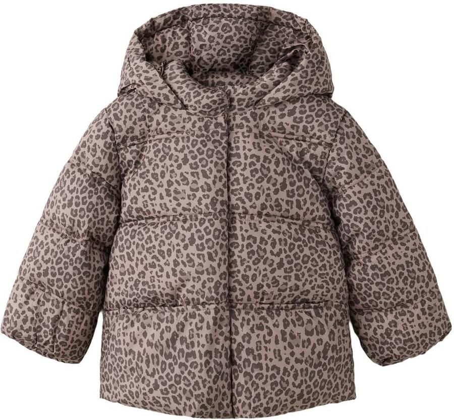 Mango Kids winteranorak met panterprint bruin