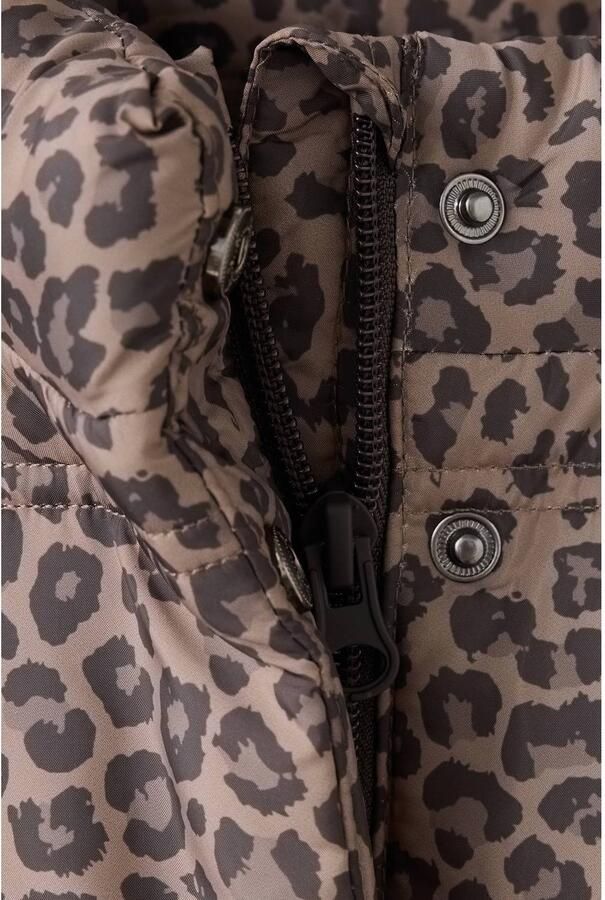 Mango Kids winteranorak met panterprint bruin - Foto 3