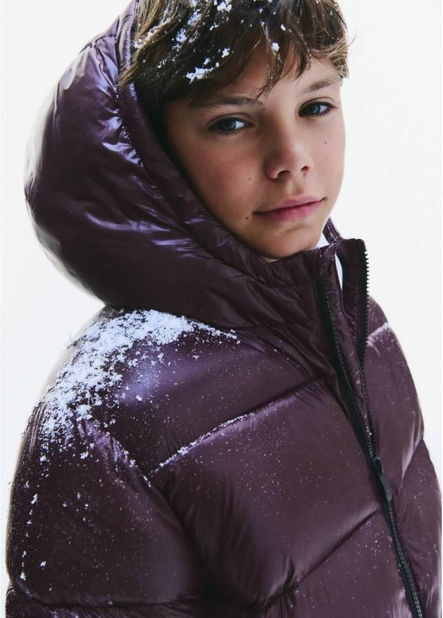Mango Kids winterjas donkerrood Jongens Polyamide Capuchon Effen - Foto 2