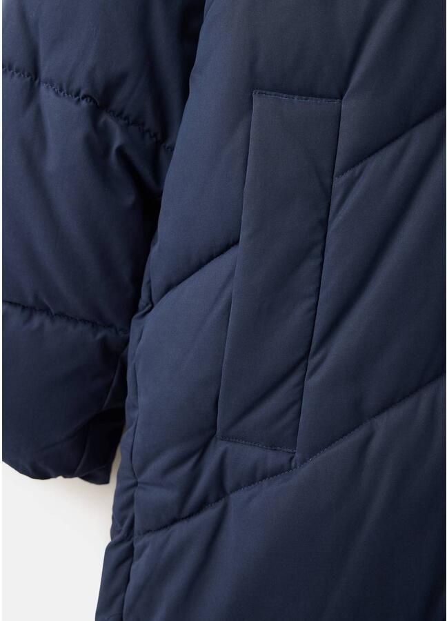 Mango Kids winterjas met imitatiebontkraag donkerblauw Meisjes Polyester Capuchon - Foto 3
