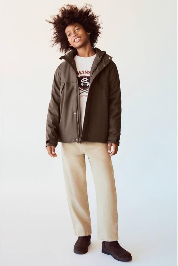 Mango Kids winterparka bruin Jas Meisjes Polyester Effen
