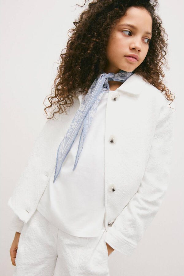 Mango Kids zomerjas met textuur wit - Foto 3