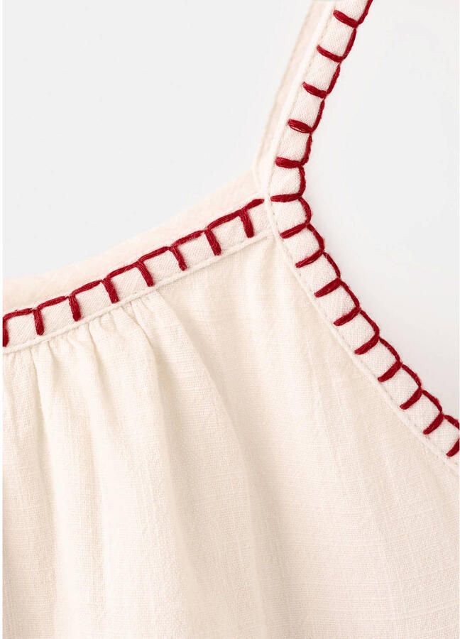 Mango Kids zomerjurk met borduursels ecru - Foto 2