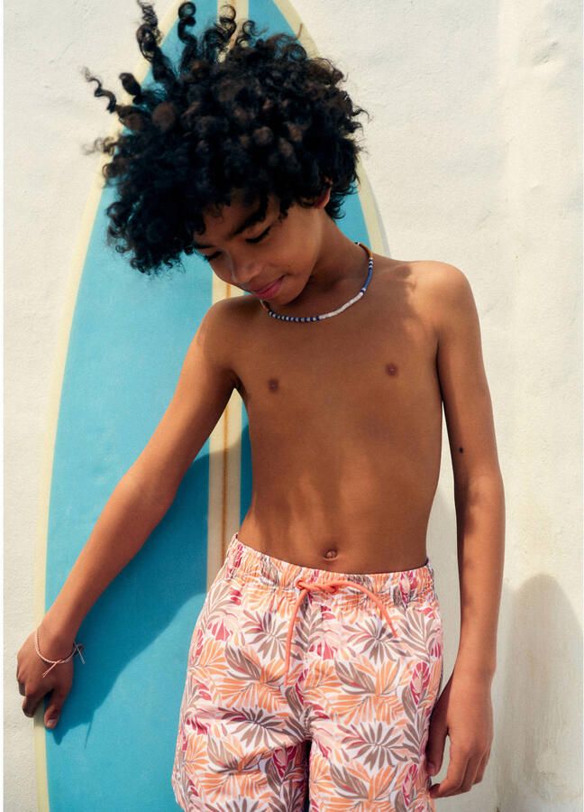 Mango Kids zwemshort oranje roze grijs - Foto 3