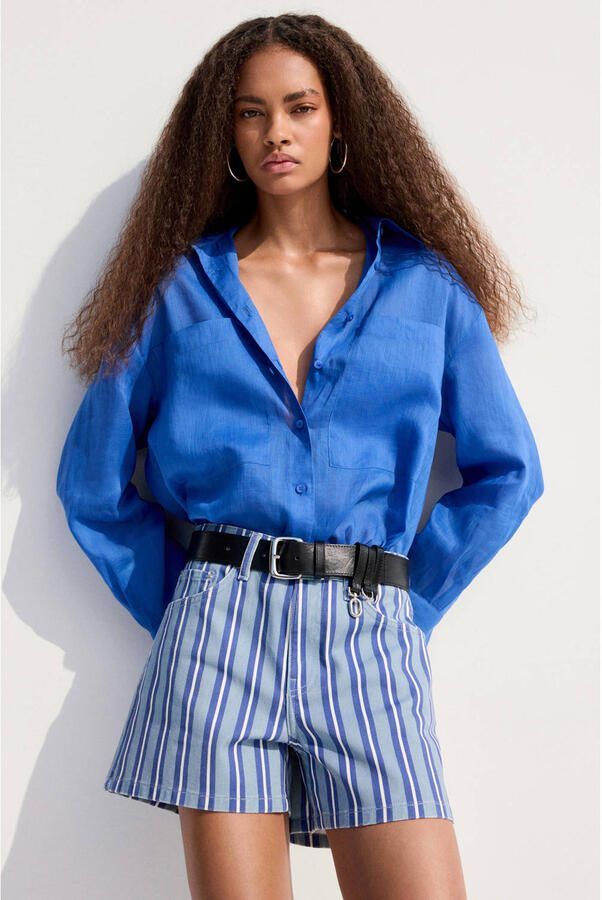 Mango korte broek blauw