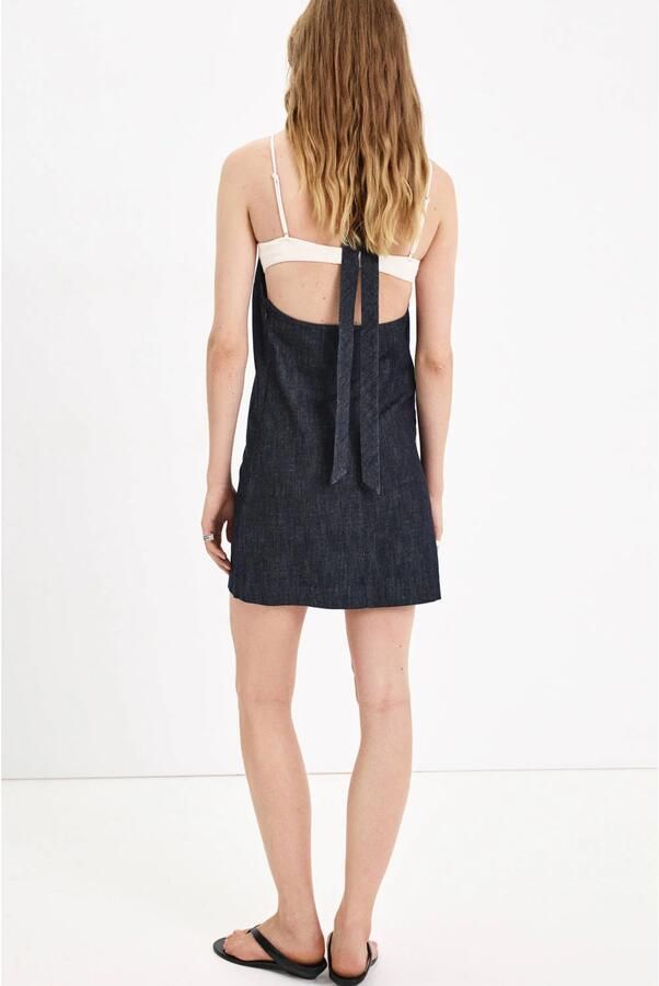 Mango korte denim halterjurk donkerblauw - Foto 3