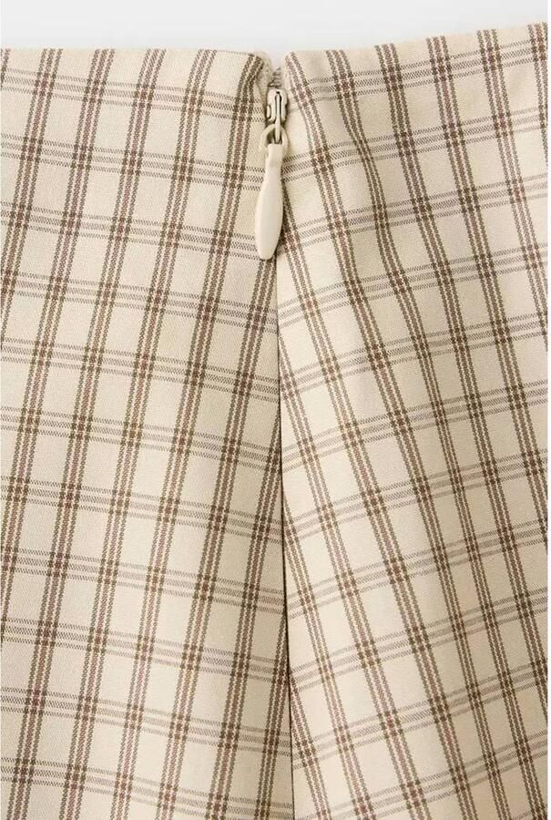 Mango korte geruite rok beige - Foto 2
