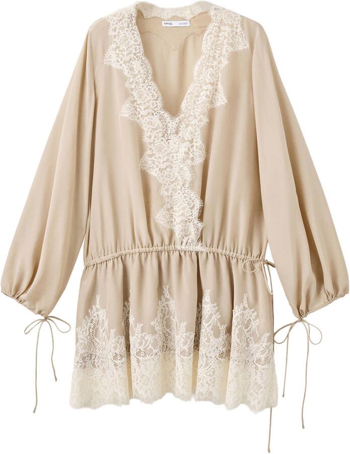 Mango korte jurk beige