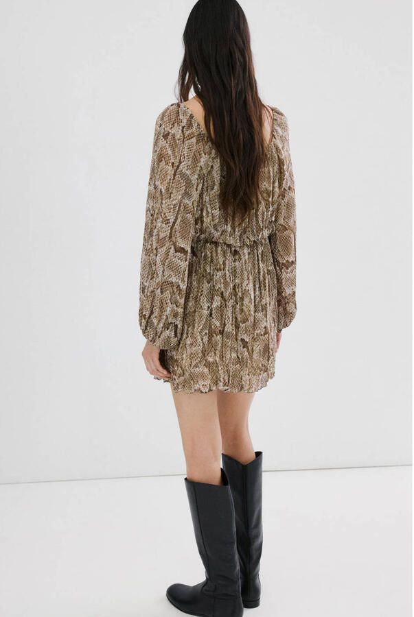 Mango korte jurk met dierenprint beige - Foto 2