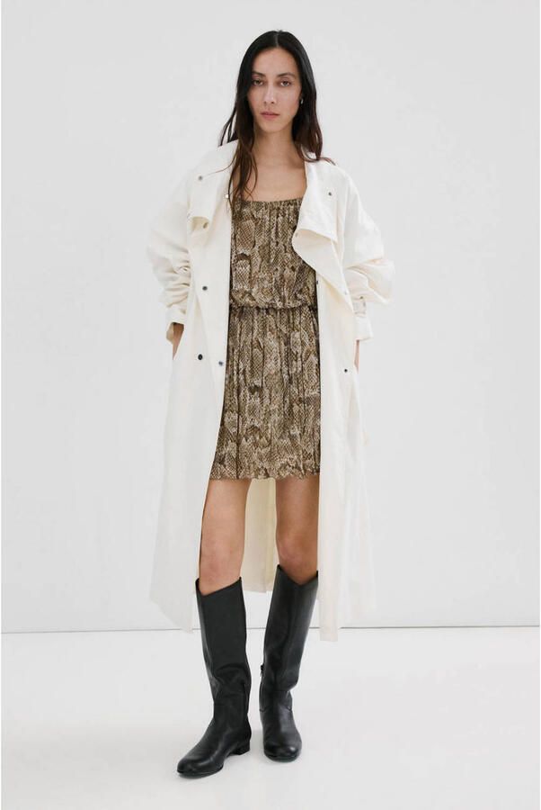 Mango korte jurk met dierenprint beige - Foto 3