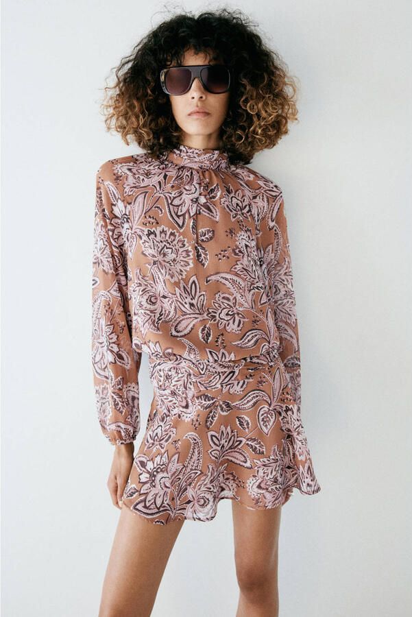 Mango korte jurk met print meerkleurig