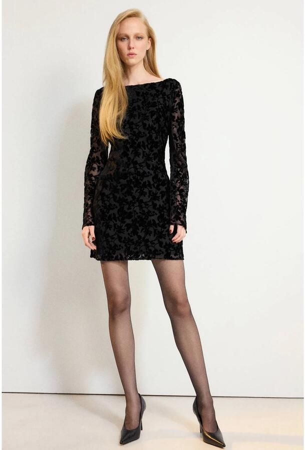 Mango korte jurk met print zwart