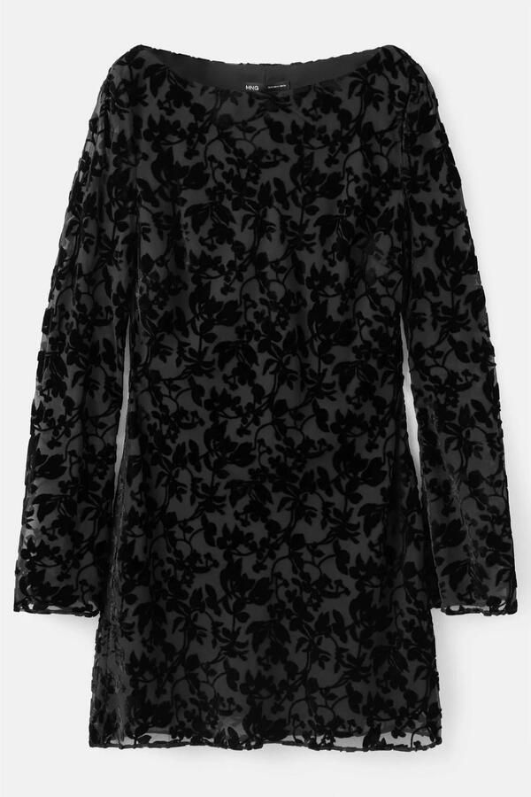 Mango korte jurk met print zwart - Foto 3