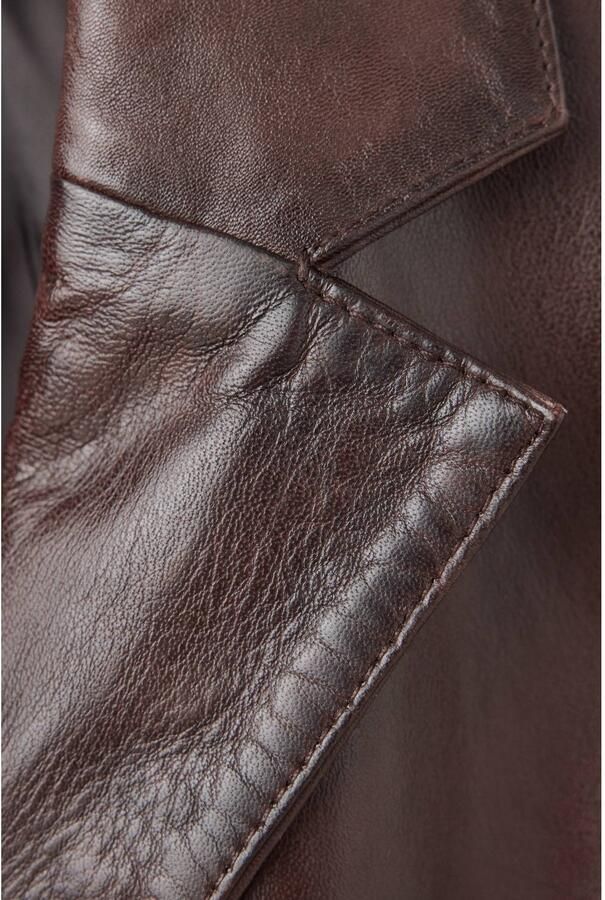 Mango leren blazer bruin - Foto 2