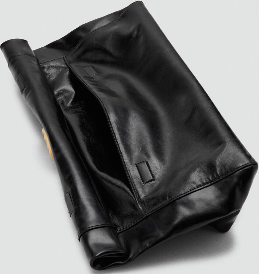 Mango leren handtas zwart - Foto 2