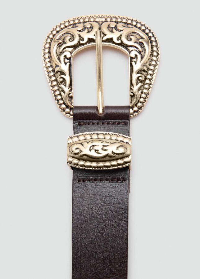 Mango leren riem donkerbruin - Foto 3