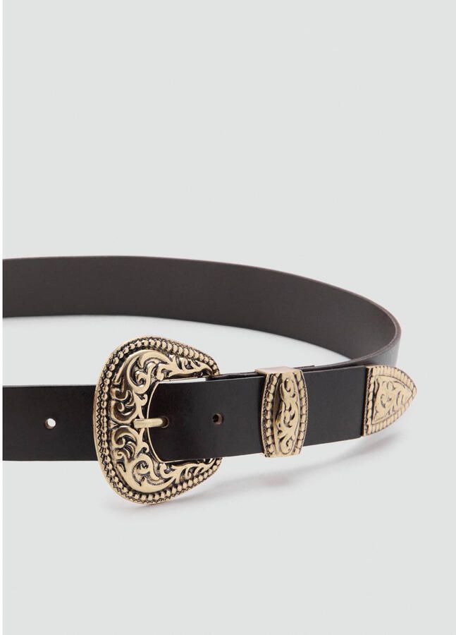 Mango leren riem donkerbruin - Foto 2