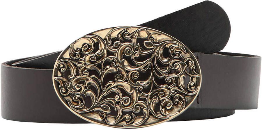Mango leren riem donkerbruin