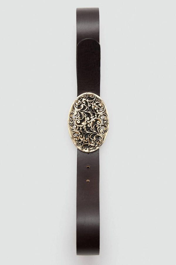 Mango leren riem donkerbruin - Foto 3
