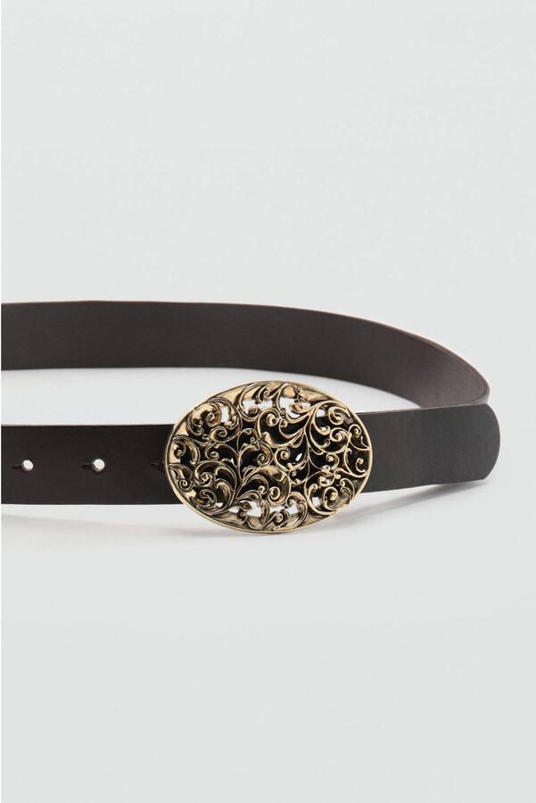 Mango leren riem donkerbruin - Foto 2