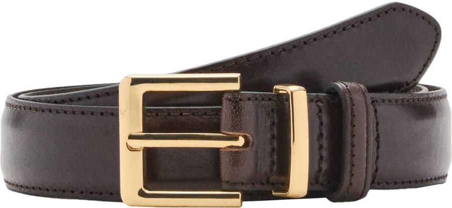 Mango leren riem donkerbruin