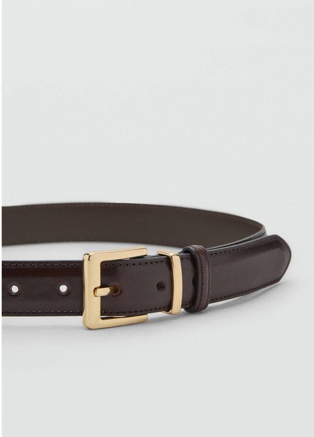Mango leren riem donkerbruin - Foto 2